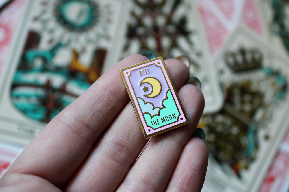 Summerween Moon Tarot Card Enamel Pin